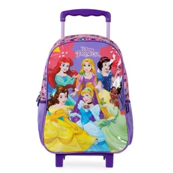 Mochila Escolar Feminina de Rodinhas Princesas Disney Rosa