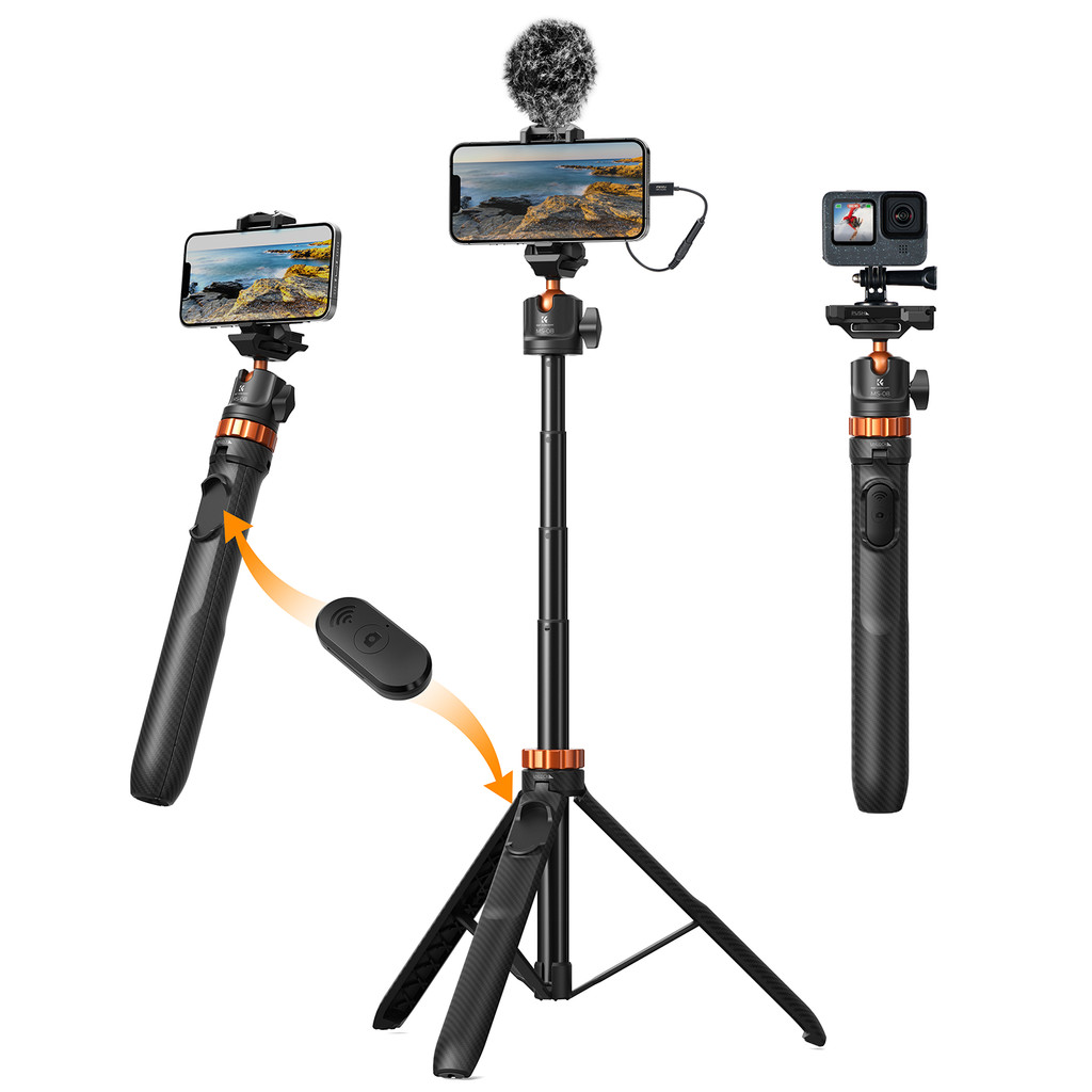 Tripé Magnético K&F p/ Smartphone GoPro e Bastão De Selfie