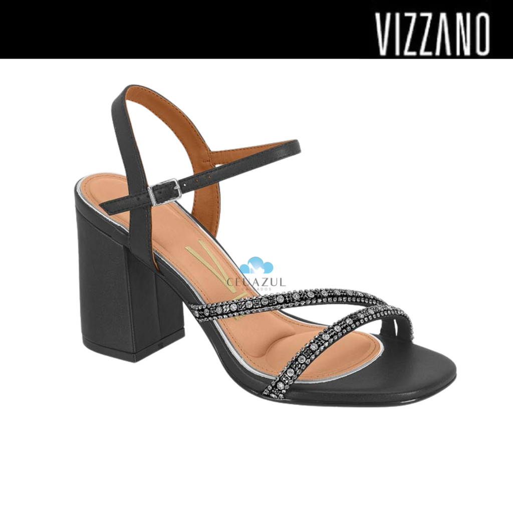 Sandalia Feminina Vizzano Salto Bloco Grosso Alto Brilho Chique Festa Conforto em Oferta na Shopee