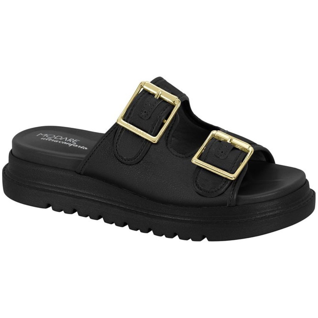 Tamanco Modare Feminino Papete Flatform Birk Tratorado Enfeites em Fivela Leve Confortável 7200.104