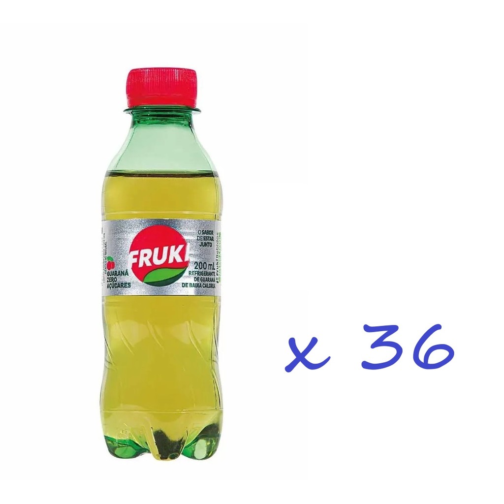 Kit 36 Refrigerantes Fruki Guaraná Zero Garrafa 200ml cada em Oferta na Shopee