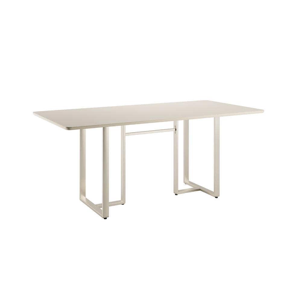 Mesa de Jantar Retangular com Tampo de Vidro Arcadia Off White e Champagne 160 cm - Home & Living