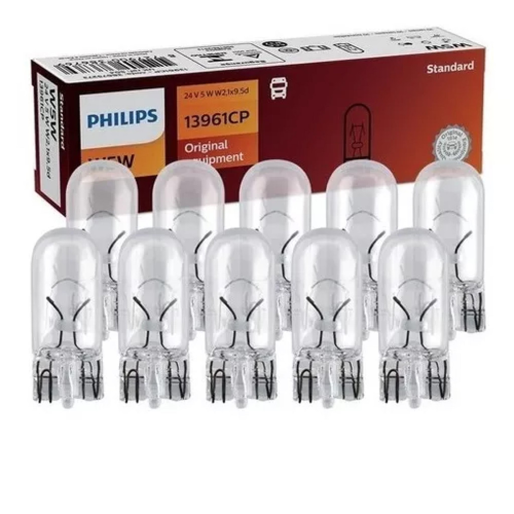 10 Lâmpada Pingão 24v W5w Caminhão 13961CP ORIGINAL PHILIPS em Oferta na Shopee