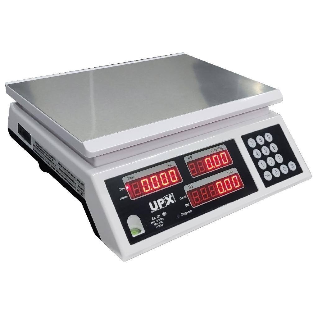 Balança De Feira 20kg Selo Inmetro Leve Com Bateria Autonomia de 140h - Visor Led - UPX Solution