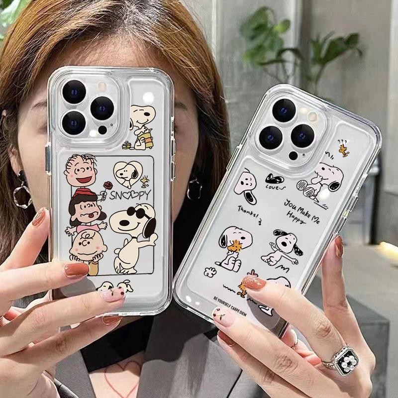 Tampa Anti Impacto Transparente Snoopy tpu Capa Para Samsung s25 a15 a20 a54 a55 s21 s22 s23 s24 a05s fe ultra