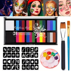 Kit De Pintura Facial Corporal Para Crianças E Adultos , Paleta De Maquiagem De 10 Cores Com Pincel , Festa De Arte De C