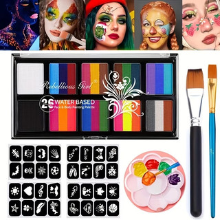 Kit De Pintura Facial Corporal Para Crianças E Adultos , Paleta De Maquiagem De 10 Cores Com Pincel , Festa De Arte De C