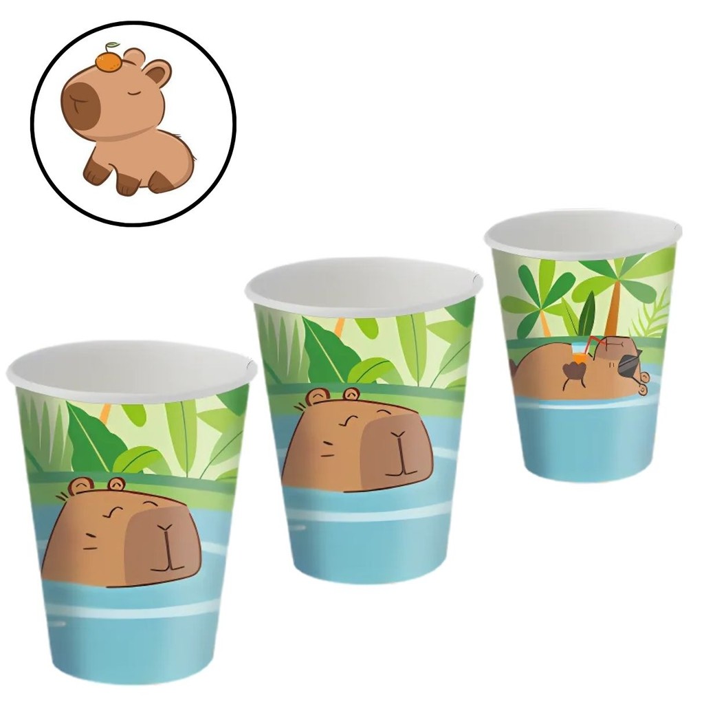 8~40 COPO PAPEL FESTA CAPIVARA 200ML FESTCOLOR (CHOCO)
