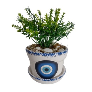 Vaso Cachepot Olho Grego com Pratinho Decoração em Oferta na Shopee