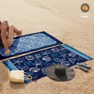 Toalha de Praia Piscina Aveludada Estampada Búzios Tamanho Grande Lepper