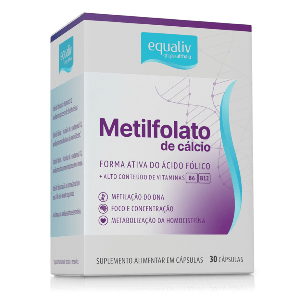 Metilfolato de Cálcio Vitam B12 30 Cap Ácido fólico Equaliv