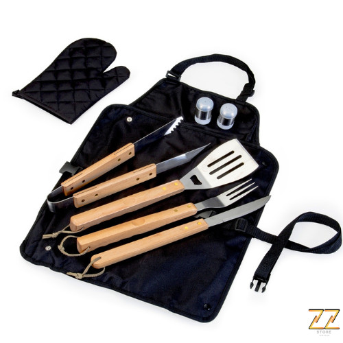Kit Churrasco Inox C/ Avental Churrasqueiro Profissional