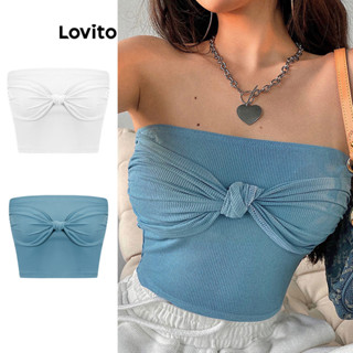 Lovito Regata Cropped Lisa com Nó para Mulheres L80ED163