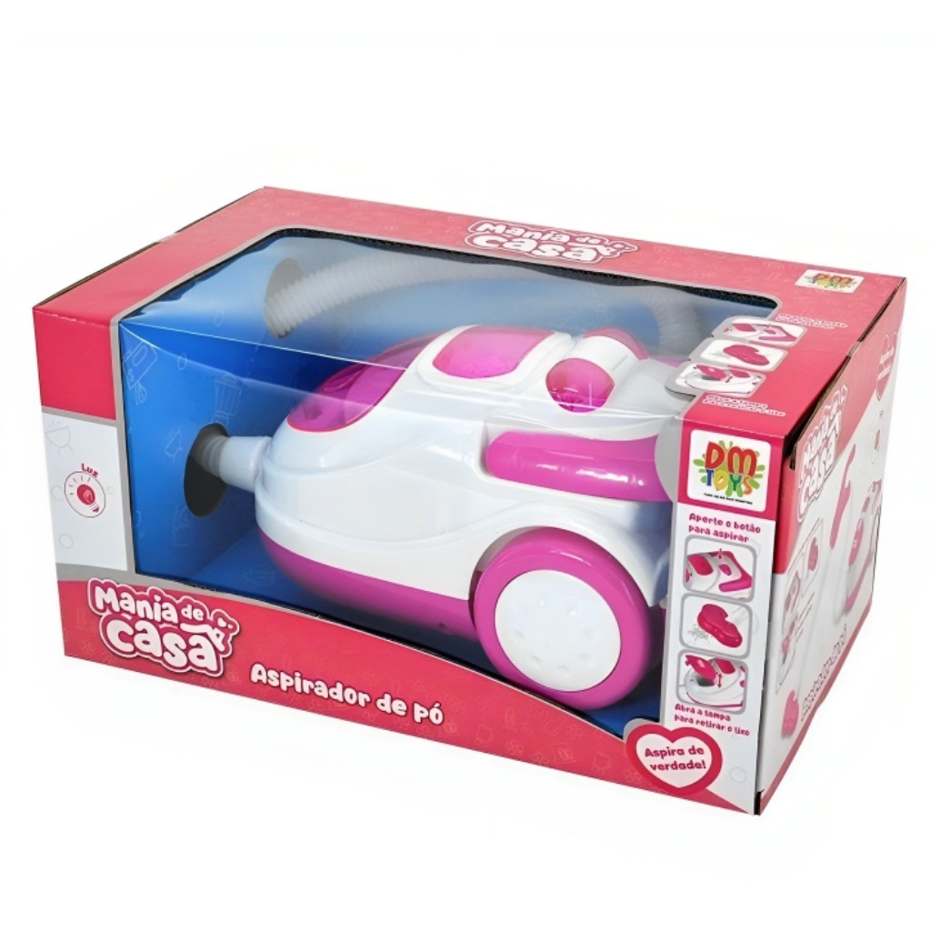 Aspirador De Pó Infantil Rosa Brinquedo Mania De Casa Faz De Conta DMT6673 Dm em Oferta na Shopee