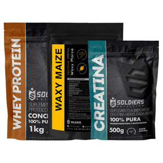 Kit: Whey Protein Concentrado 1Kg + Creatina Monohidratada 500g + Waxy Maize 1Kg - Soldiers Nutrition