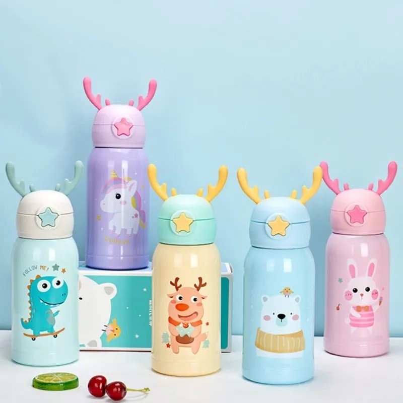 Garrafa Térmica Infantil de 500 ml Com Alça Bolsa De Armazenamento com Canudo em Oferta na Shopee