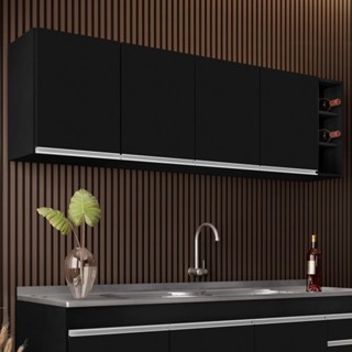 Armário Aéreo Nevada com Nicho 180cm 4 Portas Preto - Lumil em Oferta na Shopee