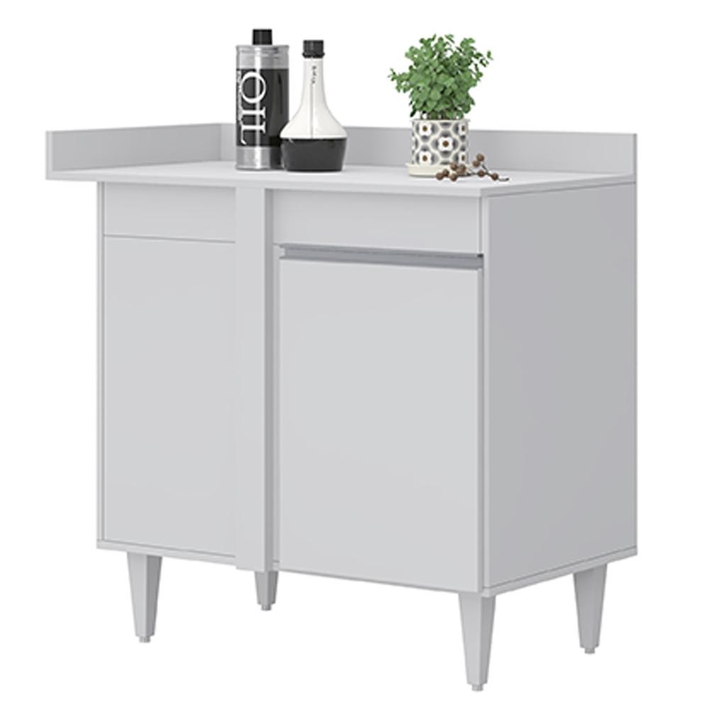 Balcão de Canto Reto com Tampo 1 Porta Denver Branco - Lumil - Home & Living