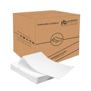 Formulário contínuo 80 colunas 1 via microsserilhado razão branco c/ 6000 fls 3073 Rio Branco