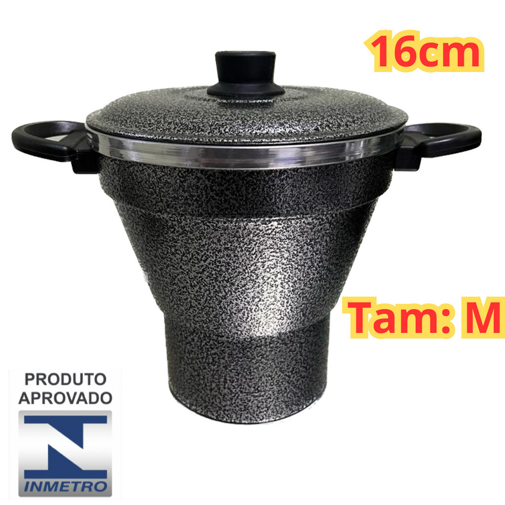 Detalhes do Cuscuzeiro aluminio Craqueado Tamanho variados N.º 14cm 16cm 18cm 20cm