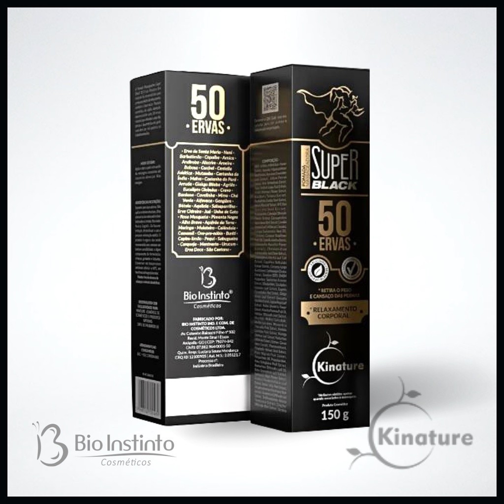 Pomada Massageadora SUPER BLACK 50 Ervas (LANÇAMENTO) Kinature - Bio Instinto em Oferta na Shopee