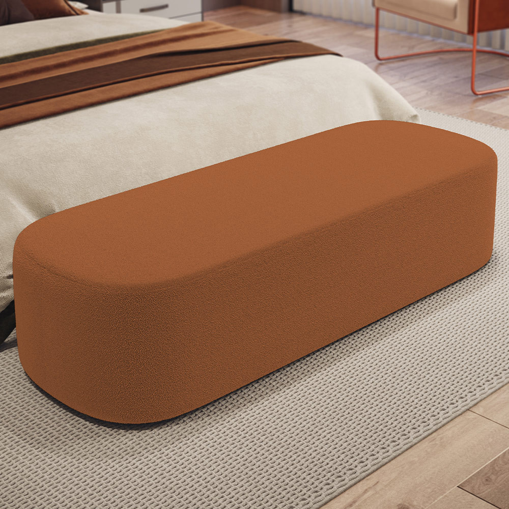 Puff Decorativo Orgânico Para Living Quarto 160cm Doha W01 Bouclê Terracota - Lyam Decor em Oferta na Shopee