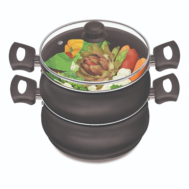 Conjunto Cozivapor Panela De Cozimento A Vapor Antiaderente Tampa De Vidro em Oferta na Shopee