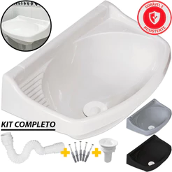 Pia de Banheiro Cuba Lavabo Lavatório com Ralo e Kit de Instalação Plástico Metasul Ñ é Astra Atlas Deca Docol Herc Tigr