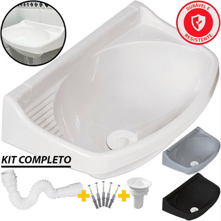 Pia de Banheiro Cuba Lavabo Lavatório com Ralo e Kit de Instalação Plástico Metasul Ñ é Astra Atlas Deca Docol Herc Tigr em Oferta na Shopee