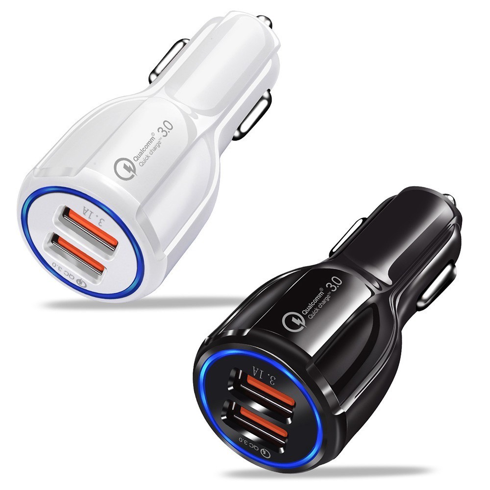 Carregador Rápido Duplo USB Tipo C Mini Para Carro 3.0 12V 24V Telefone De Carregamento 2 Portas QC3.0 Adaptador De