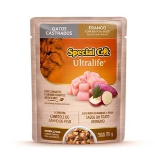 Sachê Special Cat Ultralife Gatos Castrados Frango Com Batata Doce 85Gramas
