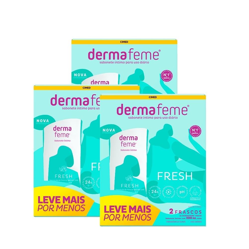 Kit c/ 3 Packs - Sabonete Íntimo Dermafeme Fresh 200ml