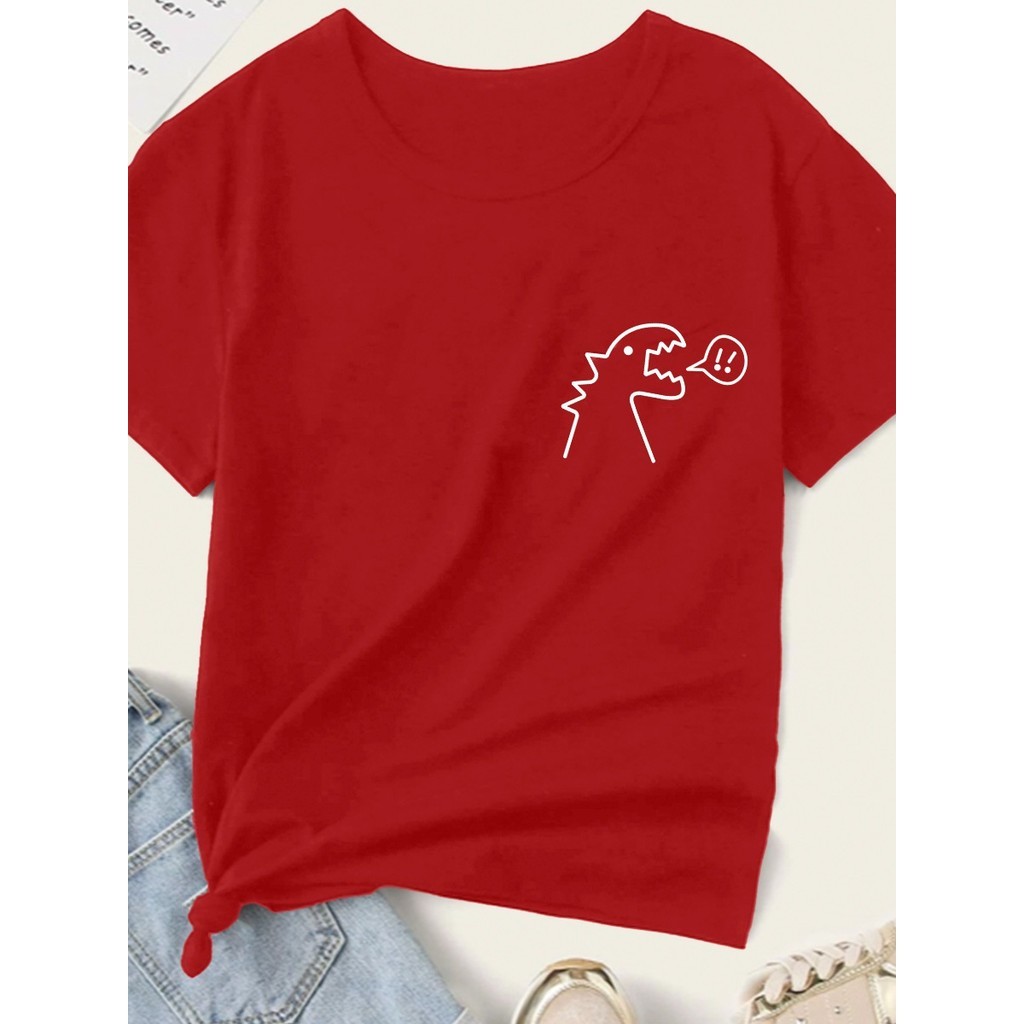 Camiseta Dino Blusa Estampada T Shirt Oversized Streetwear Minimalista Larga Confortável