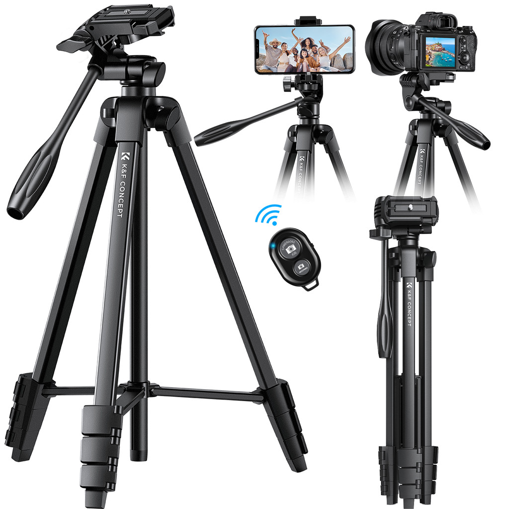 Tripé K&f profissional 360º Alumínio 1,5m Controle Bluetooth
