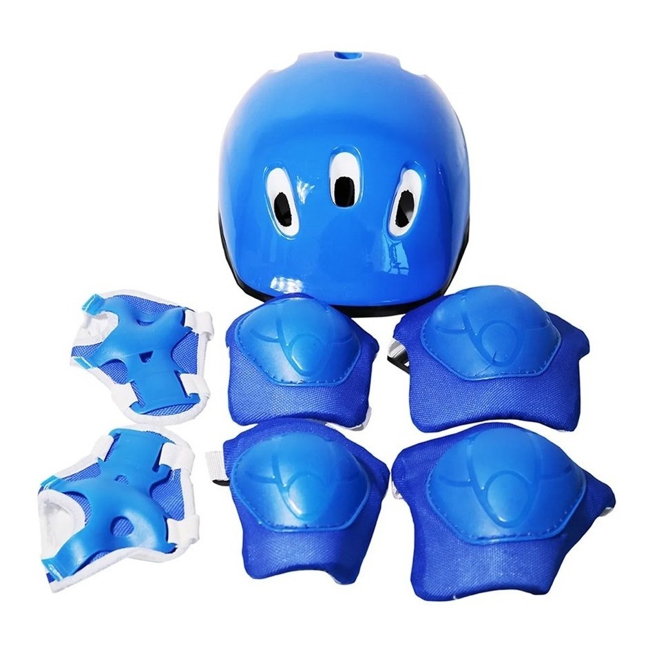 Kit Proteção Infantil Capacete Patins Skate Bicicleta Acessórios Menino Azul Importway Bw-106AZ em Oferta na Shopee