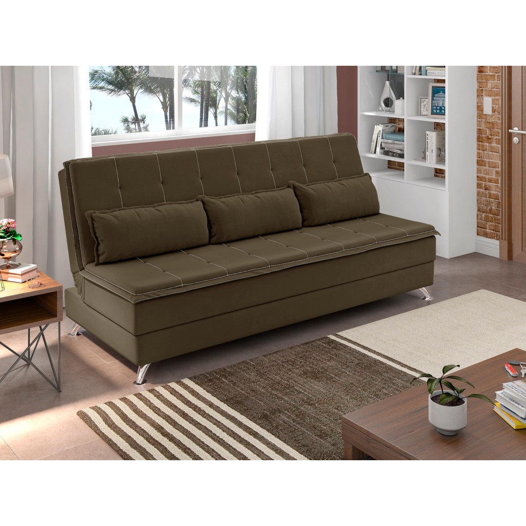 Sofá Cama Casal Luma 1,90m Marrom - XFlex Sofás