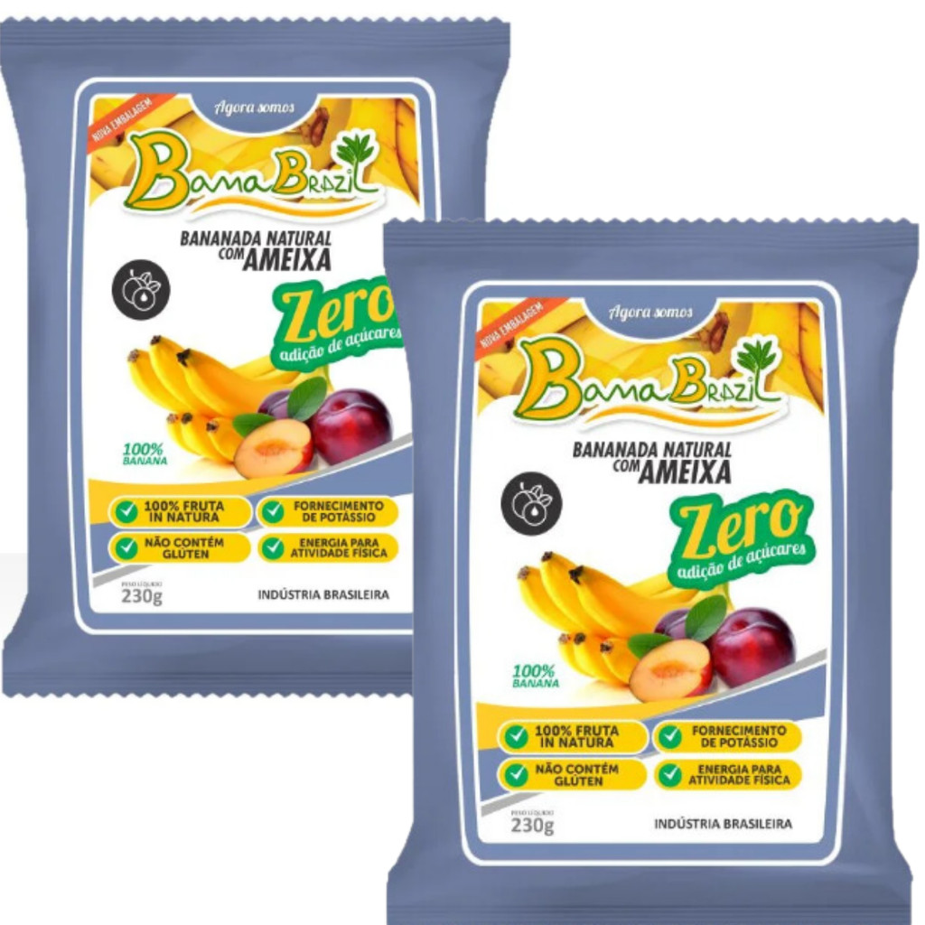 Doce Bananinha Zero Açúcar 100% com Ameixa 02 Pacote de 230g