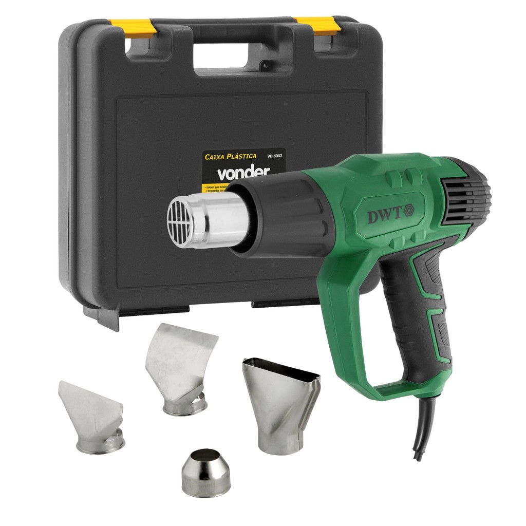 Soprador Térmico 1500W DWT e Acessorios Com Maleta Plastica Para Transporte Vonder