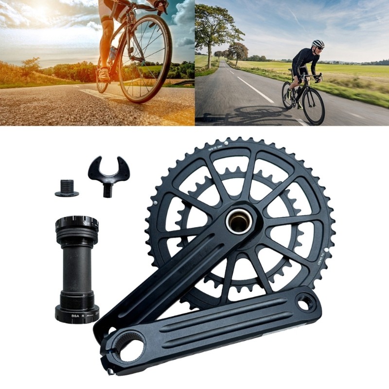Pedaleira Estone Mountian Bike 165mm Com Coroa 34T-50T Para Bicicleta De Estrada De 9 10 11 Velocidades Ciclismo Redonda
