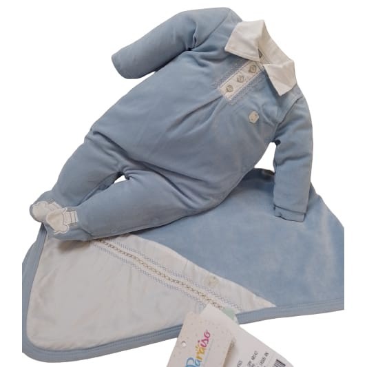 Saída Maternidade Bebê Menino Plush Bordada Paraiso Rf 14565