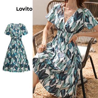 Lovito Vestido Boho Floral Plissado Com Flores Para Mulheres L77ED330