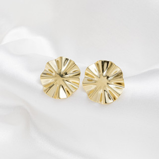 Brinco De Chapa Redondo Orgânico Banhado a Ouro 18K - D France Semijóias