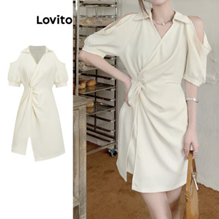 Lovito Vestido Elegante Com Nó Liso Para Mulheres L77ED295