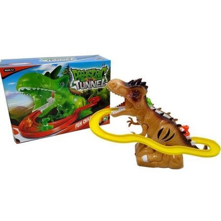 Brinquedo pista de dinossauro com escorregador para dinossauros com luz e som em Oferta na Shopee