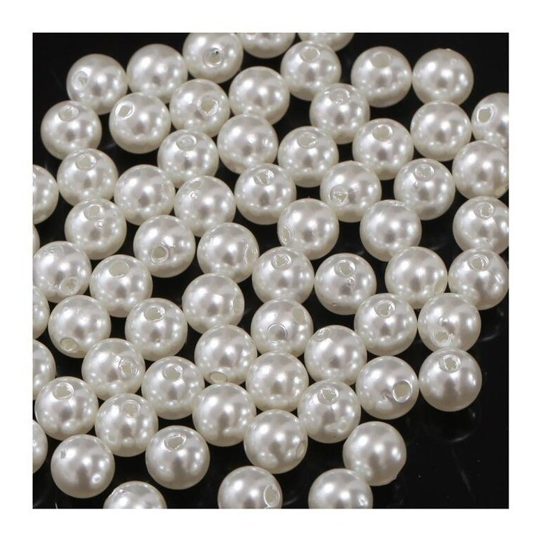 430 Pçs Miçanga Pérolas Abs Com Buracos 6mm 50grama