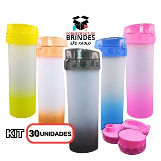 KIT 30 GARRAFAS ECO WORLD JATEADO DEGRADE COM TAMPA PARA ESTAMPAR ADESIVAR em Oferta na Shopee