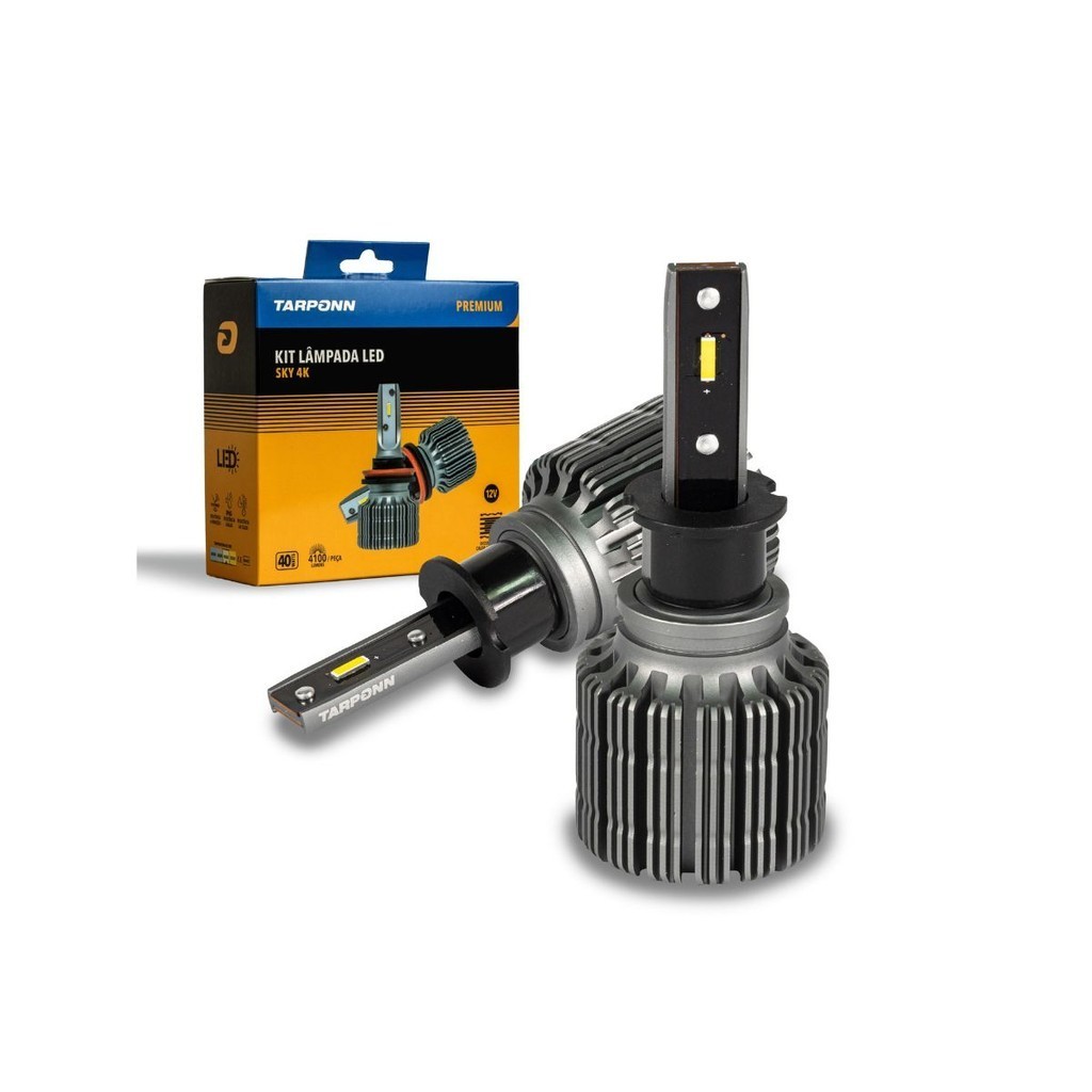 Kit Lâmpada Led Sky para carro H3 4000K 8200 LM Premium 80W 12V em Oferta na Shopee