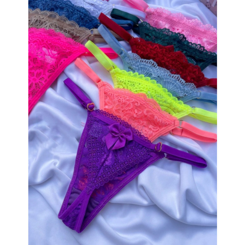 5 Calcinhas Kit Bem-querer Sexy Fio dental com corações regulagem