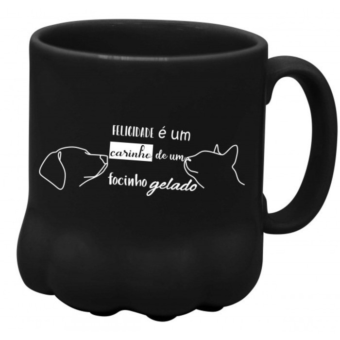 Caneca Chá, Café, Chocolate Quente Decorativa Felicidade Focinho Gelado 400ml Catarina