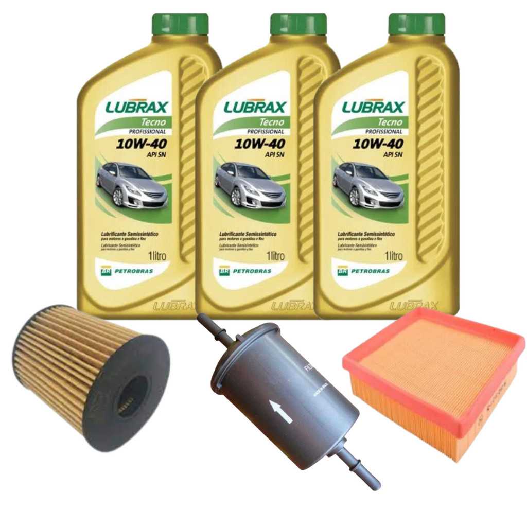 KIT TROCA DE ÓLEO PEUGEOT 206 1.4 10w40 LUBRAX + FILTROS